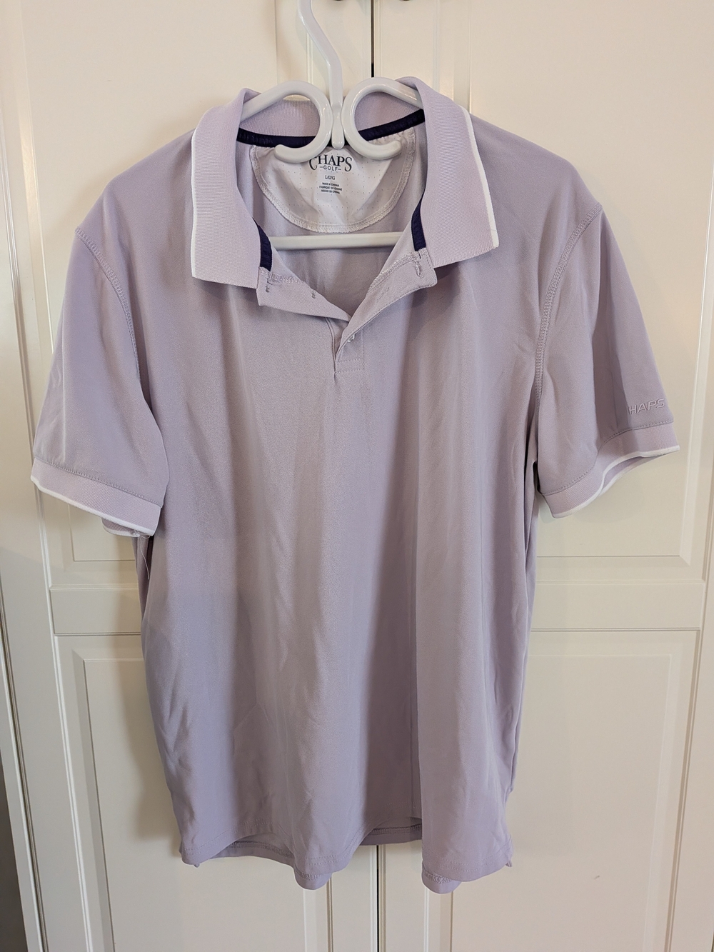 Chaps Men's Light Lavender Polo with Contrast Trim